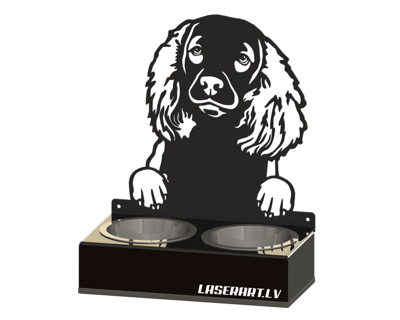 Hundmatare med 2 skålar, Spaniels (American Water) Hundras, Upphöjd Matskål