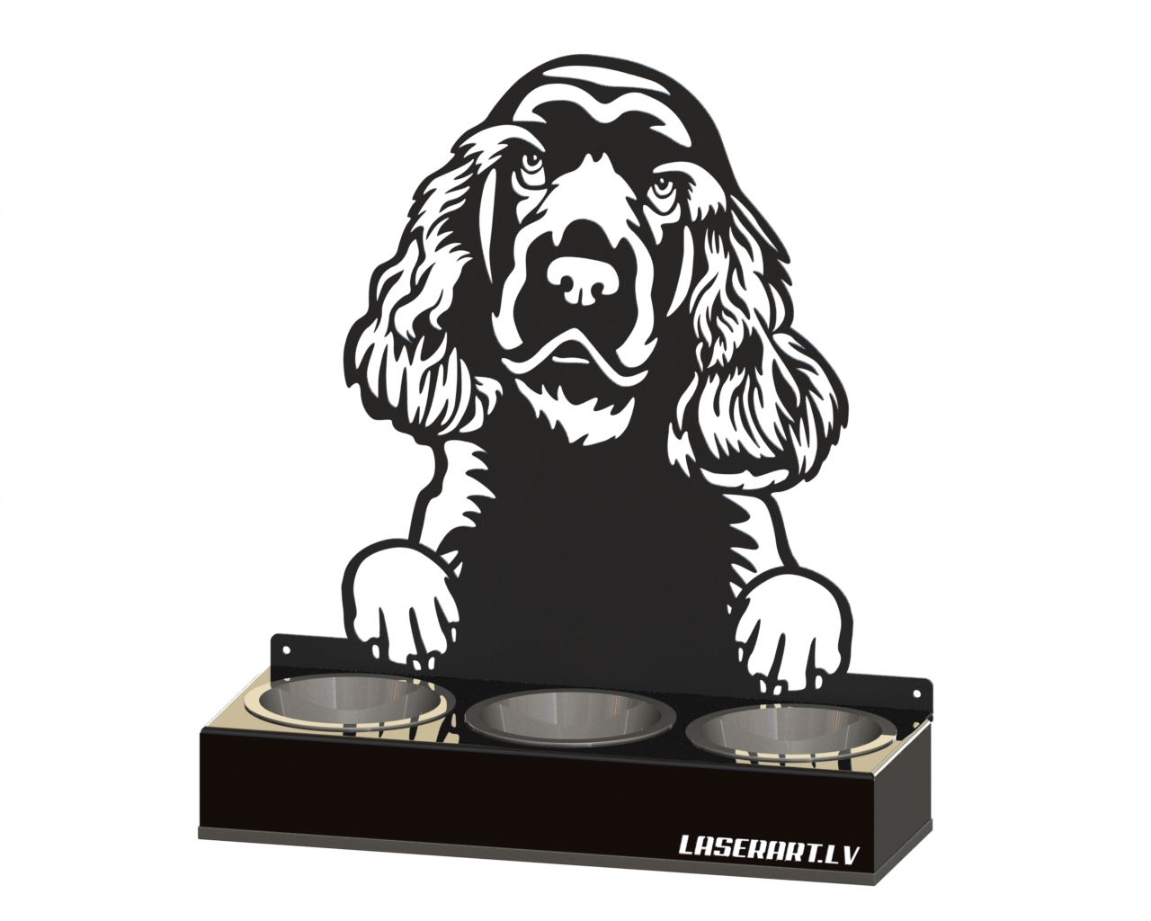 Hundmatare med 3 skålar, Spaniels (Sussex) Hundras, Upphöjd Matskål