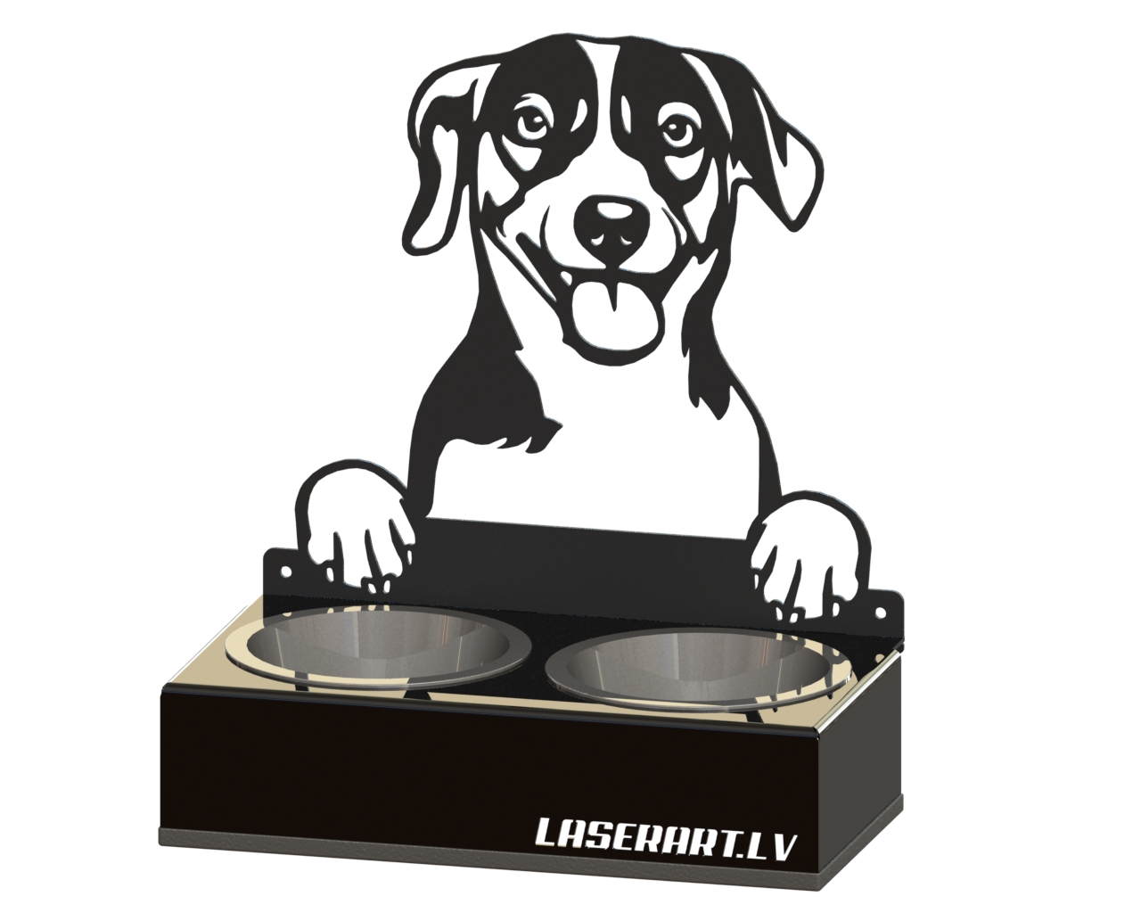 Hundmatare med 2 skålar, Russell Terriers Hundras, Upphöjd Matskål