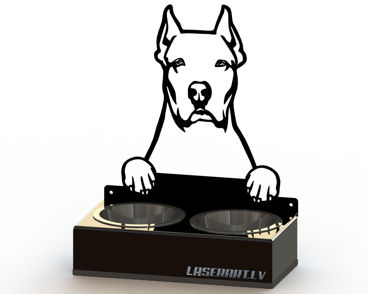 2-Bowl Dog Feeder, Dogo Argentino Dog breed, Raised Feeding Station