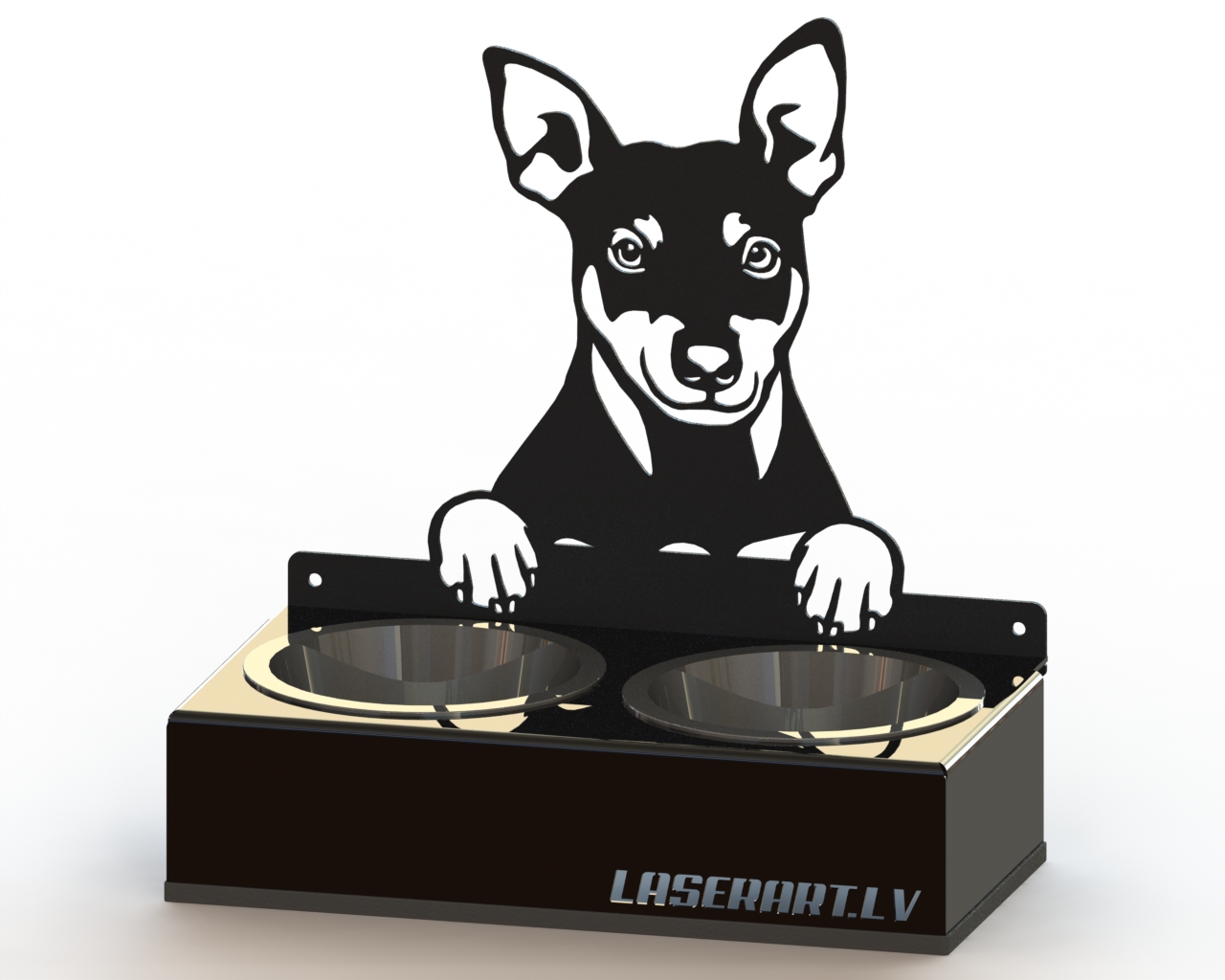 2-Bowl Dog Feeder, Manchester Terriers Dog breed, Raised Feeding Station