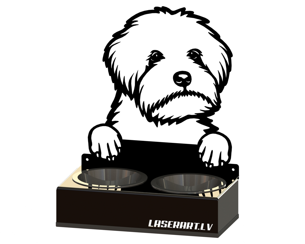 2-Bowl Dog Feeder, Maltipoo  Dog breed, Raised Feeding Station