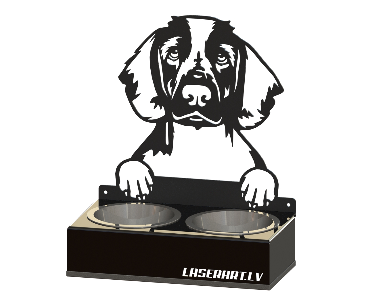 Hundmatare med 2 skålar, Spaniels (Welsh Springer) Hundras, Upphöjd Matskål