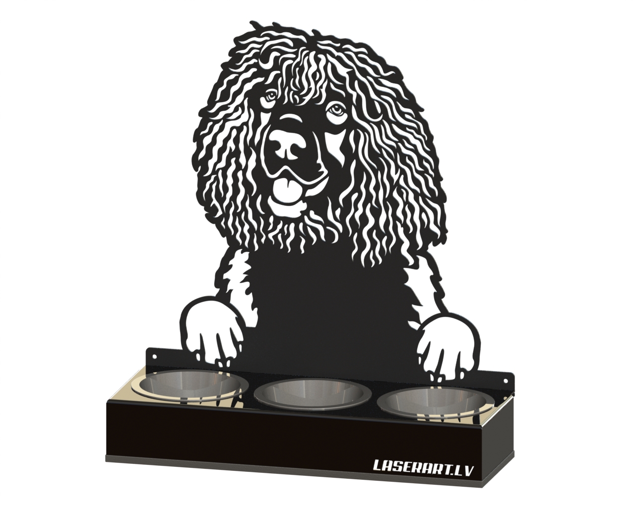 Hundmatare med 3 skålar, Spaniels (Irish Water) Hundras, Upphöjd Matskål