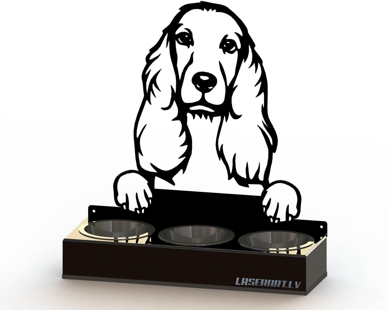 3-Bowl Dog Feeder, Cocker Spaniel Dog breed, Raised Feeding Station