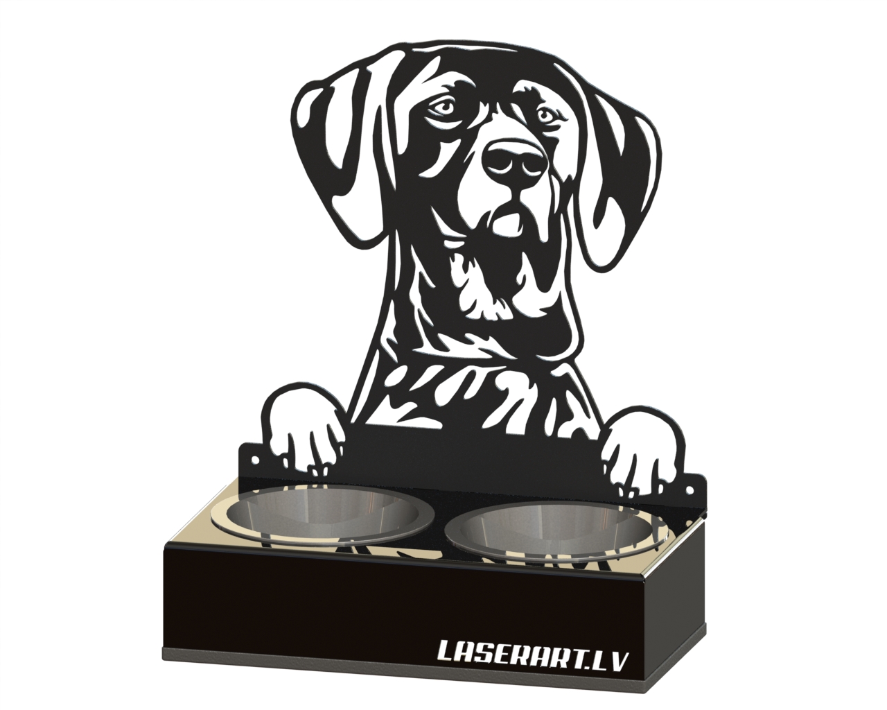 2-Bowl Dog Feeder, Pointers (German Shorthaired) Dog breed, Raised Feeding Station