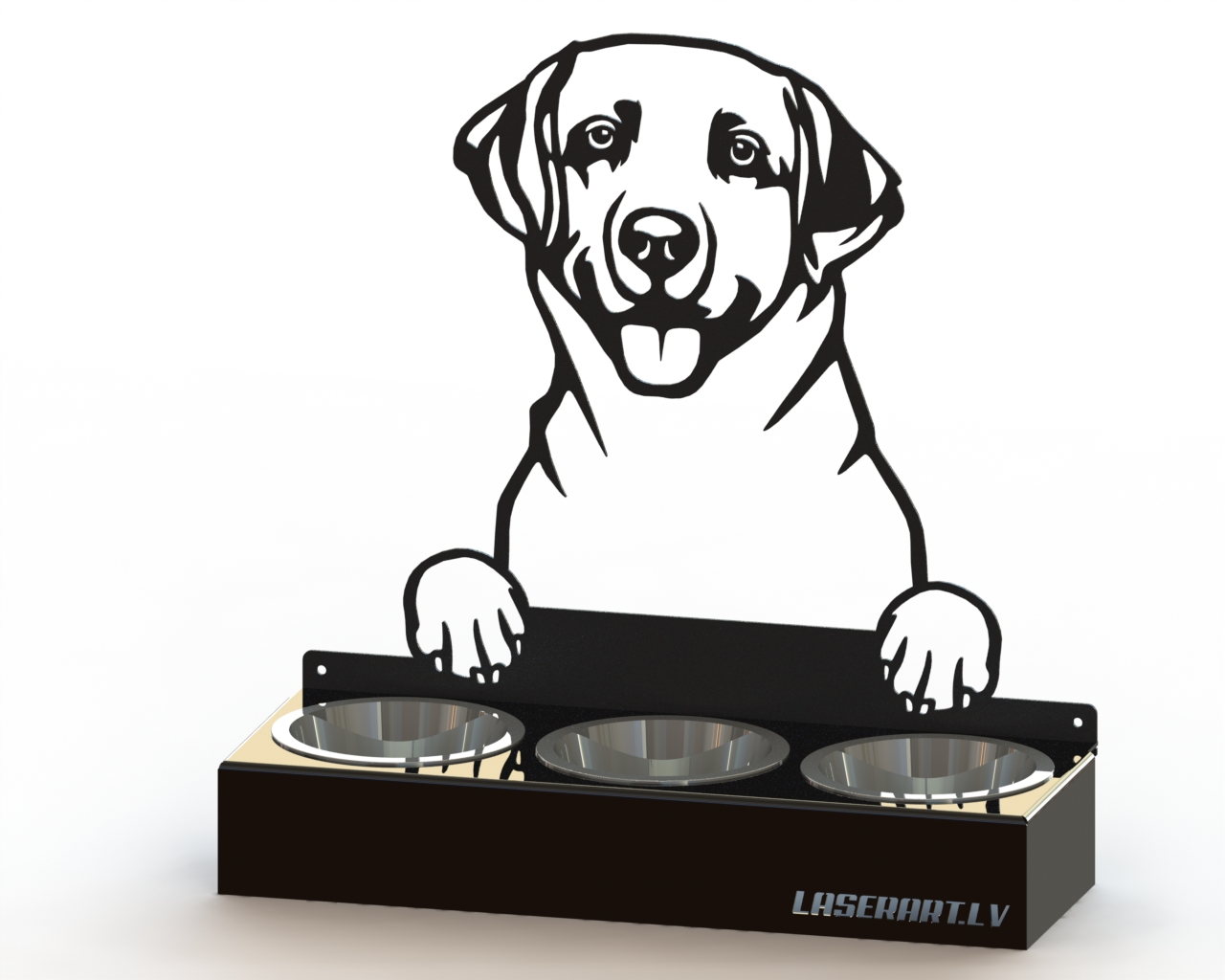 3-Bowl Dog Feeder, Labrador Retriever Dog breed, Raised Feeding Station