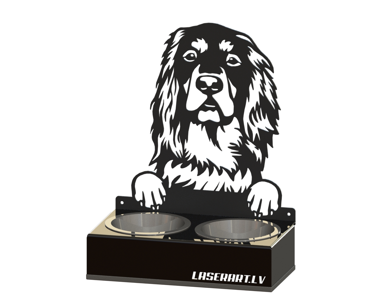 Hundmatare med 2 skålar, Setters (Gordon) Hundras, Upphöjd Matskål