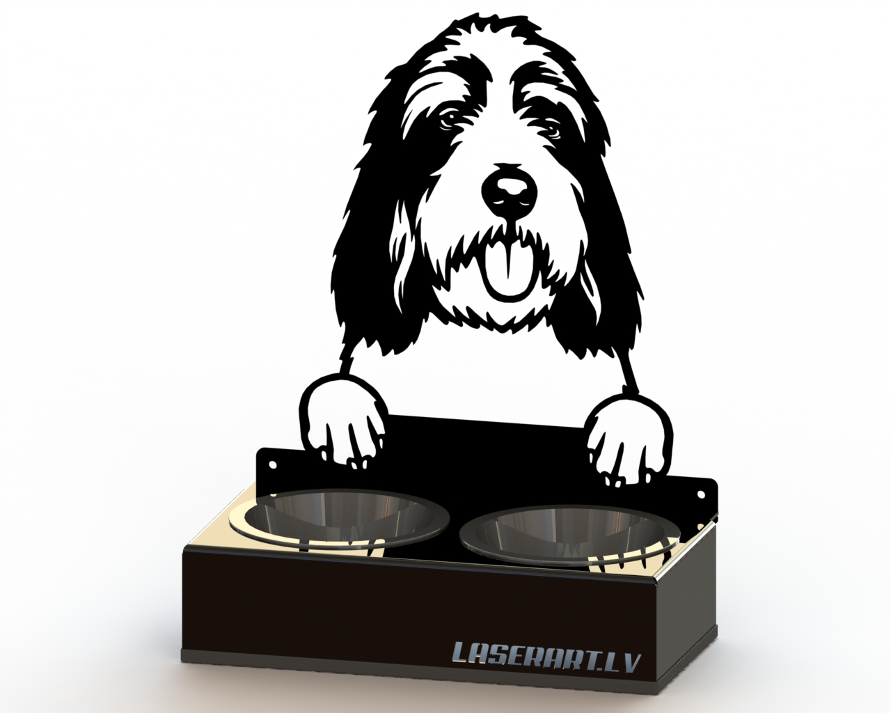 2-Bowl Dog Feeder, Grand Basset Griffon Vendeen Dog breed, Raised Feeding Station