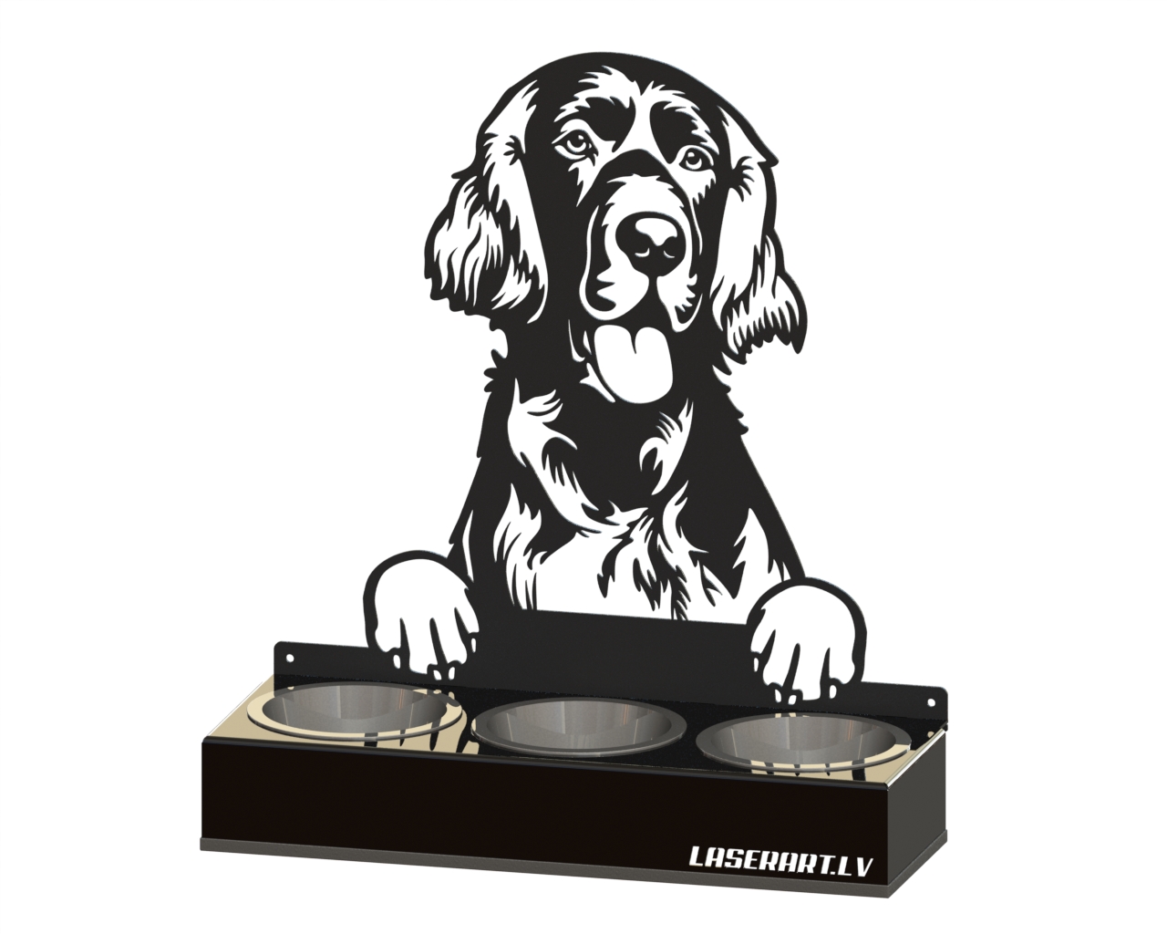 Hundmatare med 3 skålar, Setters (Irish) Hundras, Upphöjd Matskål