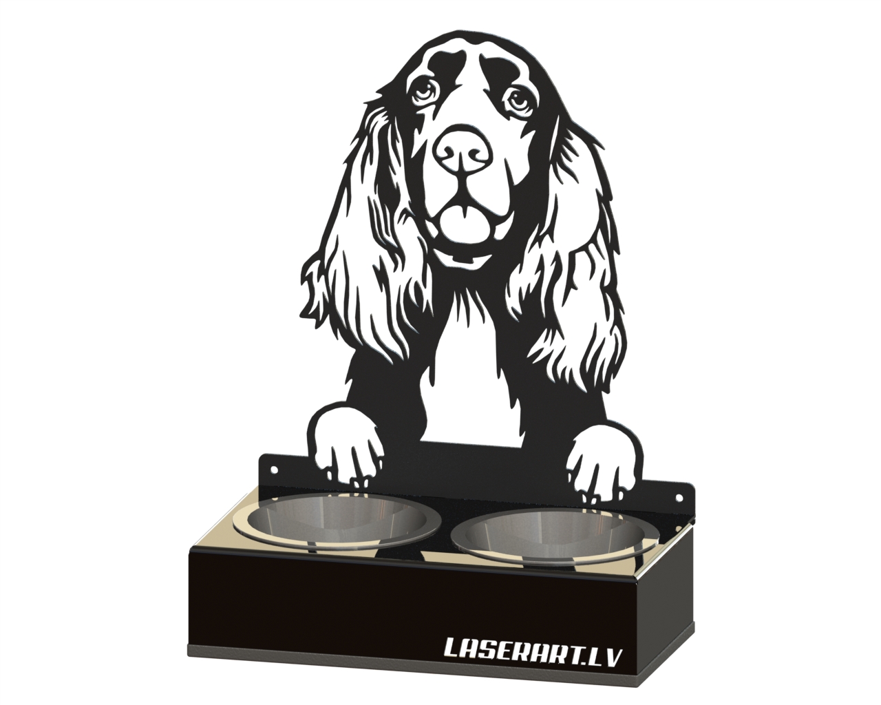 Hundmatare med 2 skålar, Spaniels (Field) Hundras, Upphöjd Matskål